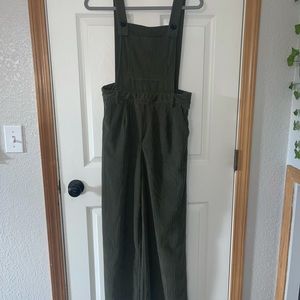 Green ribbed overalls